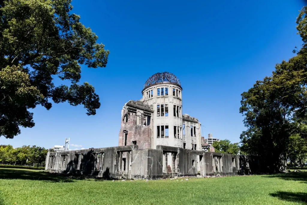 The Atomic Bomb Dome at the Hiroshima Peace Memorial, one of the few buildings left standing after the 1945 bombing