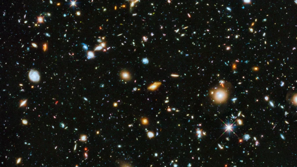 Thousands of distant galaxies in the Hubble Ultra Deep Field, seen as they were billions of years ago