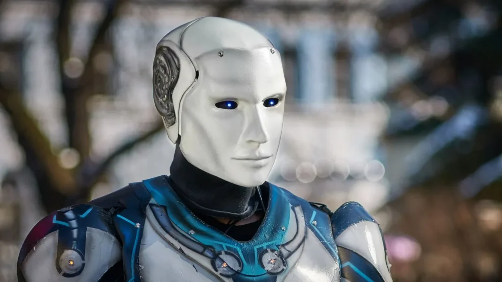 A humanoid robot with a human-like face, symbolising advanced artificial intelligence